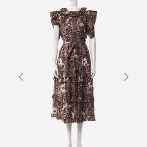 Ulla Johnson Brown Floral Midi Dress